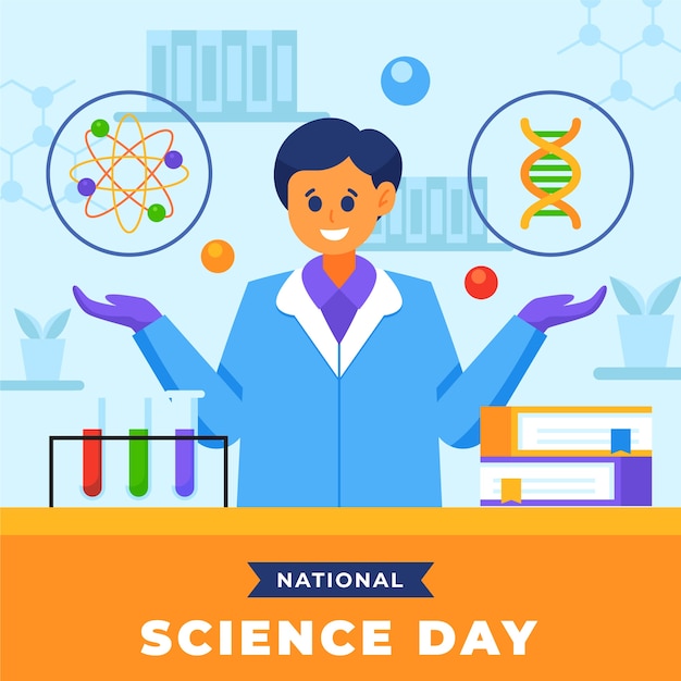 Free vector flat national science day illustration