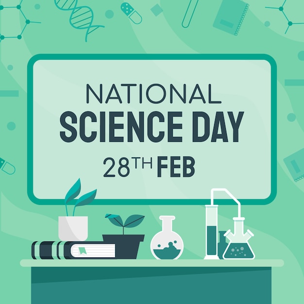 Flat national science day illustration