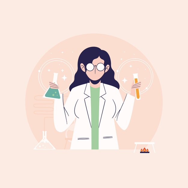 Flat national science day illustration