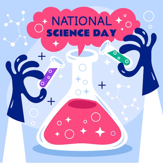 Free vector flat national science day illustration