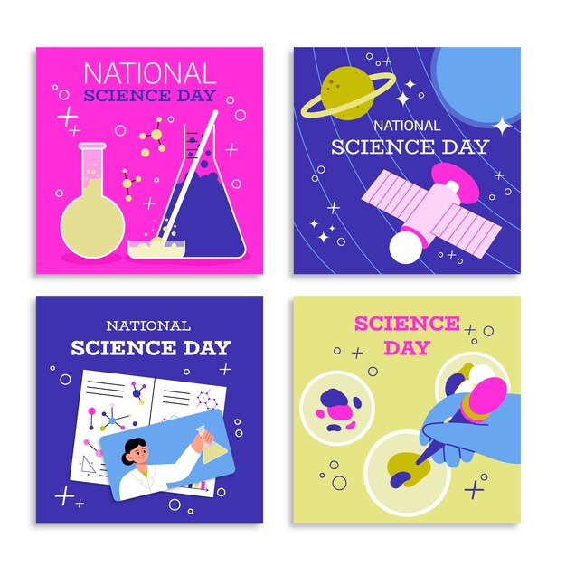 평평한 국가 과학의 날 인스타그램 게시물 모음