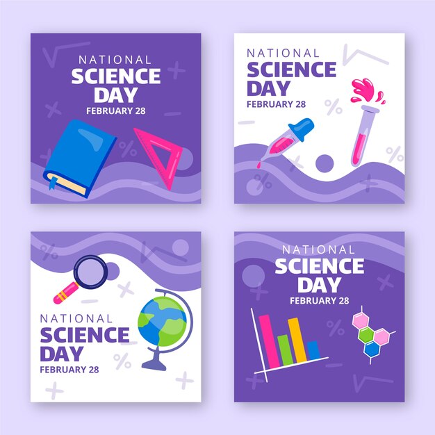 flat national science day instagram posts collection
