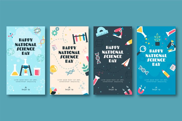 flat national science day instagram stories collection