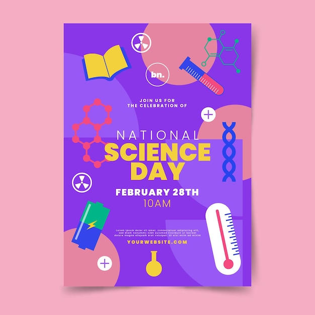 Free vector flat national science day vertical poster template