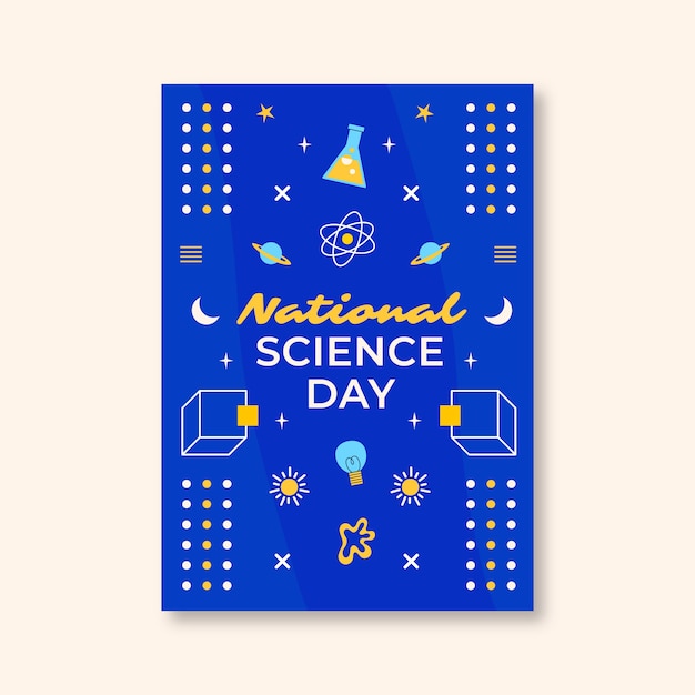 Free vector flat national science day vertical poster template