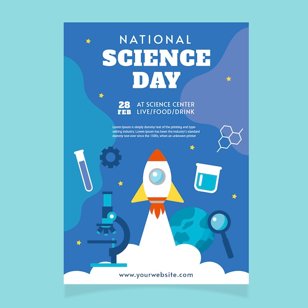 Free vector flat national science day vertical poster template