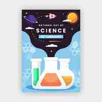 Free vector flat national science day vertical poster template