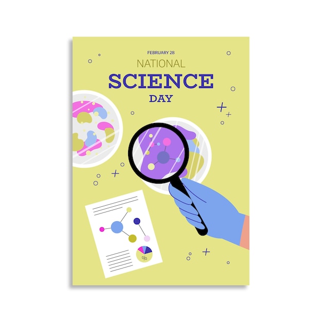 Flat national science day vertical poster template