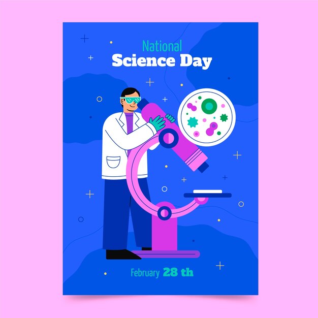 flat national science day vertical poster template