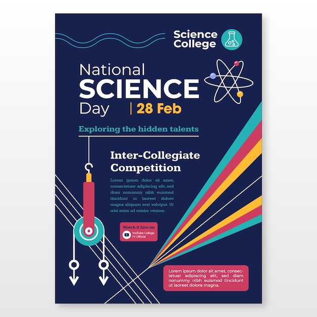 Free vector flat national science day vertical poster template