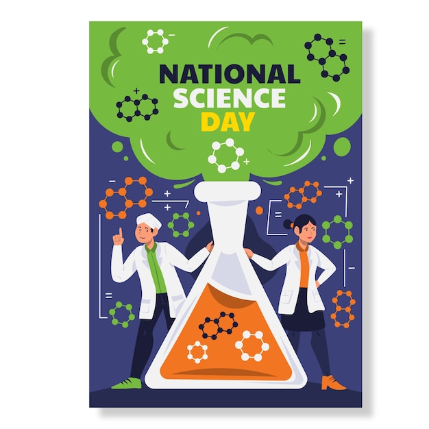 Free vector flat national science day vertical poster template