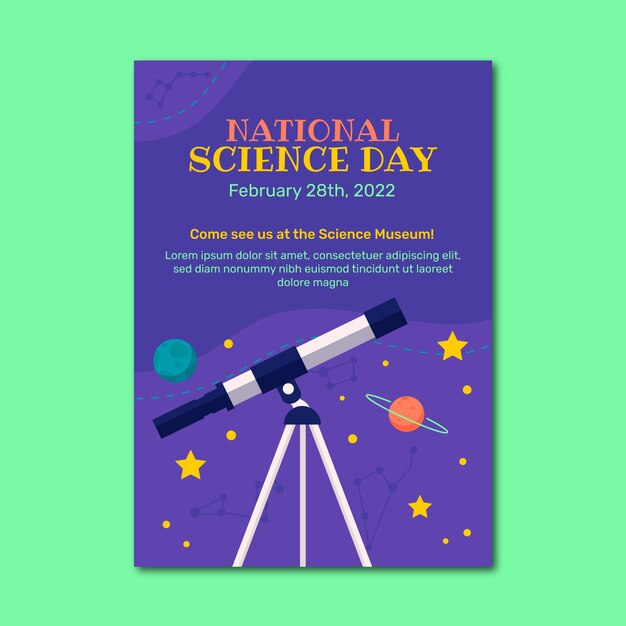 Free vector flat national science day vertical poster template