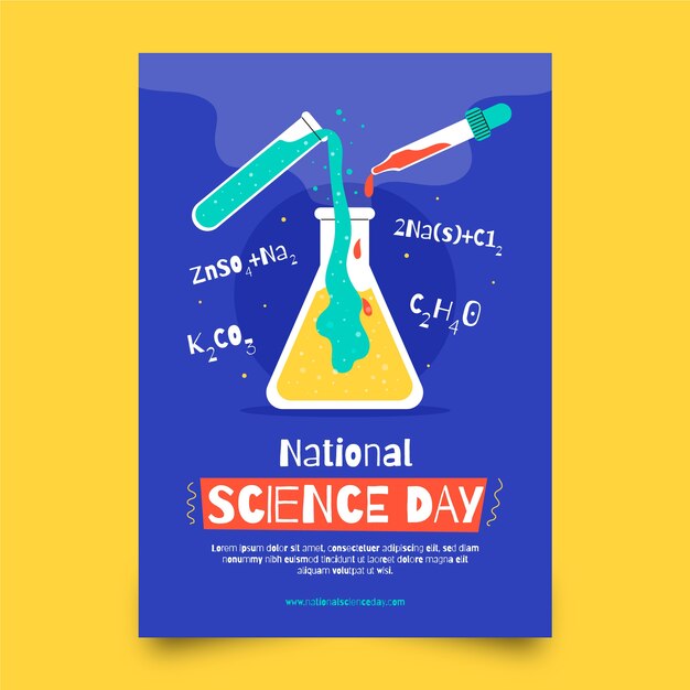 Flat national science day vertical poster template