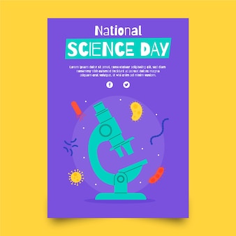 Modello di poster verticale per la giornata nazionale della scienza piatta