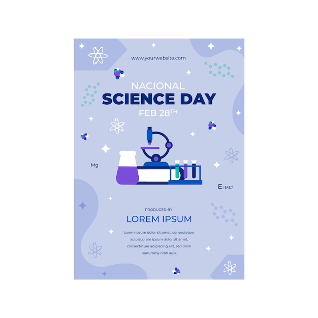 Free vector flat national science day vertical poster template