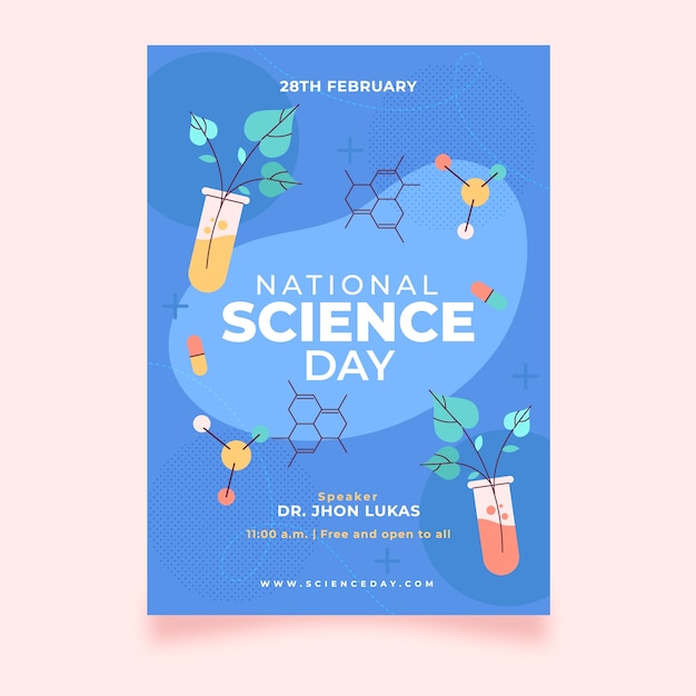 Free vector flat national science day vertical poster template