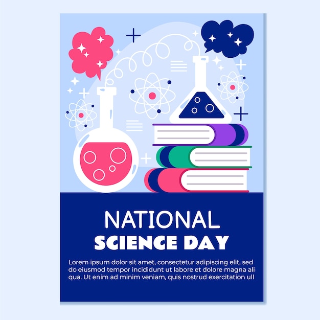 Free vector flat national science day vertical poster template