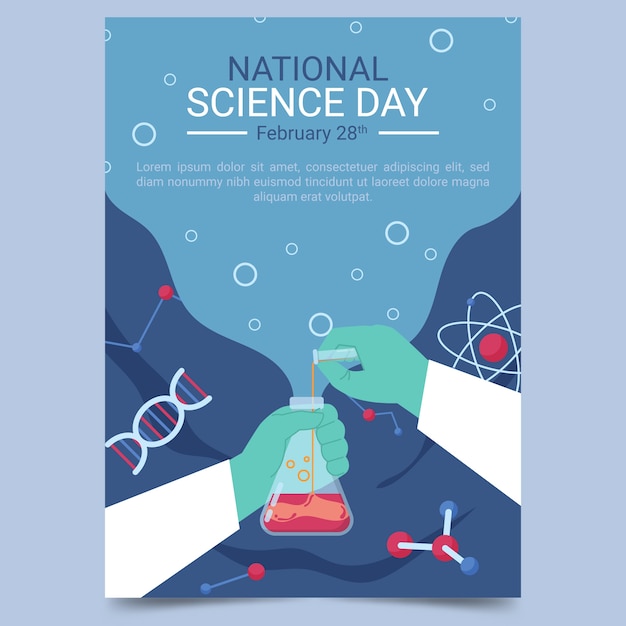 Flat national science day vertical poster template