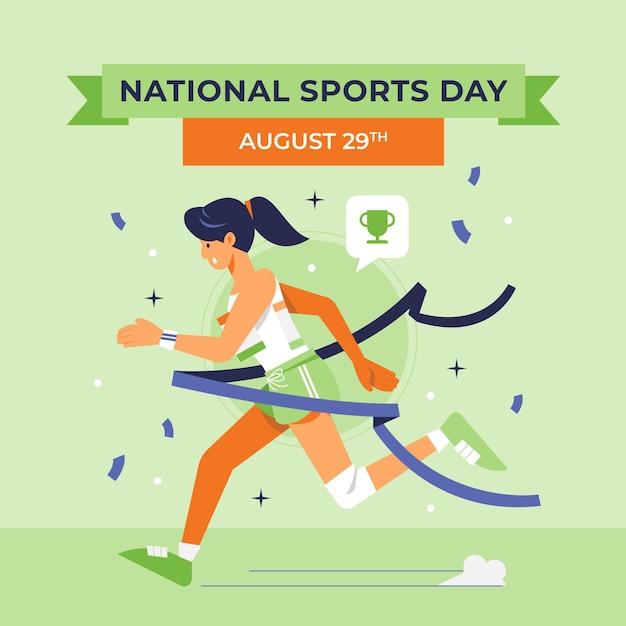 Бесплатное векторное изображение Плоский индонезийский национальный спортивный день иллюстрация