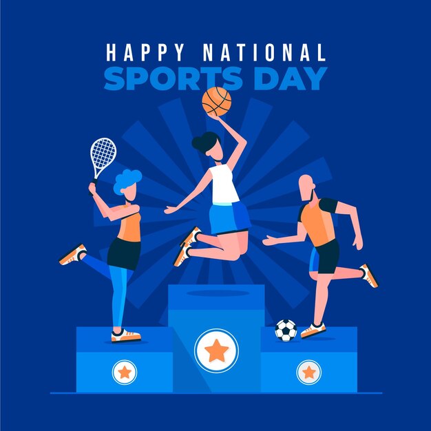 Free vector flat national sports day illustration