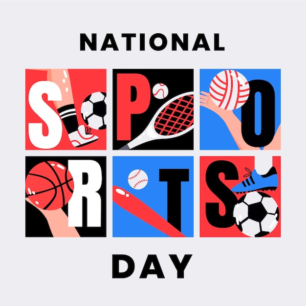 Flat national sports day illustration