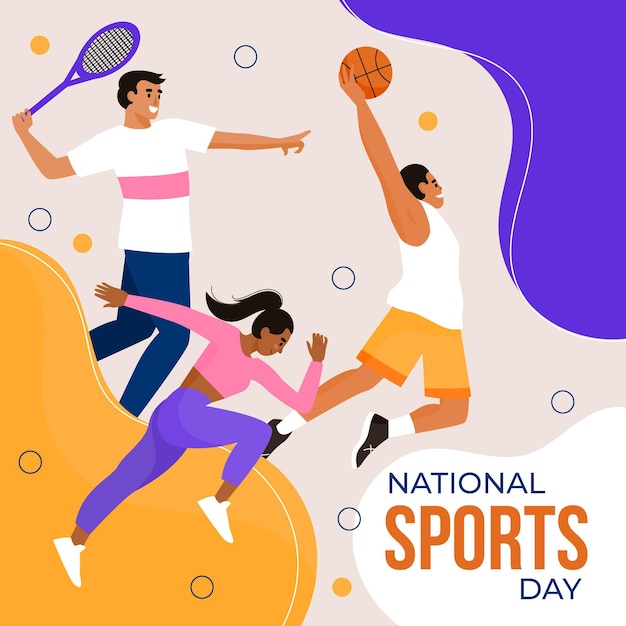 Free vector flat national sports day illustration