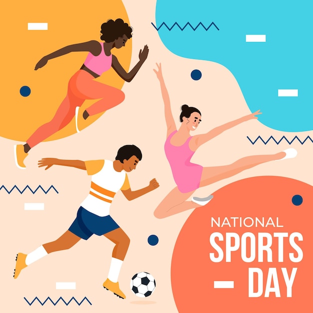 Free vector flat national sports day illustration