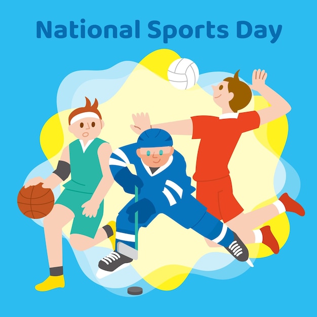 Flat national sports day illustration
