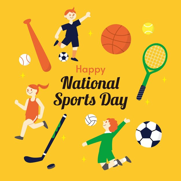 Flat national sports day illustration