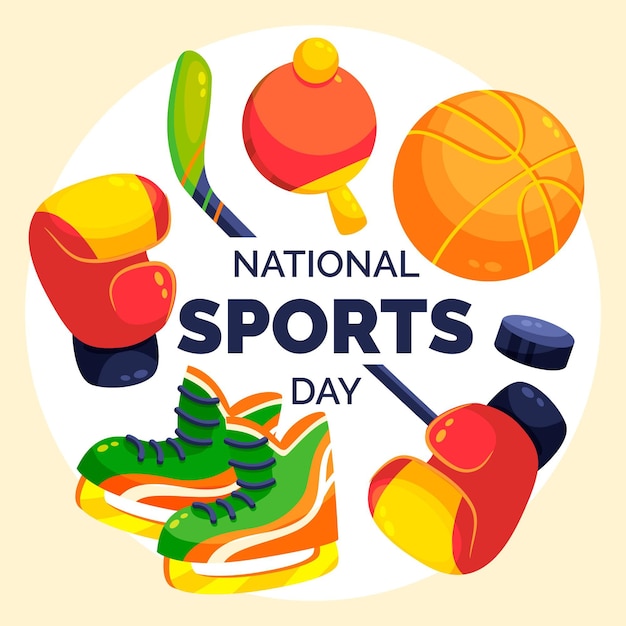 Flat national sports day illustration