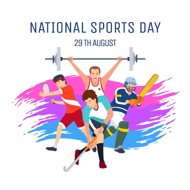 Бесплатное векторное изображение Плоская иллюстрация дня национального спорта