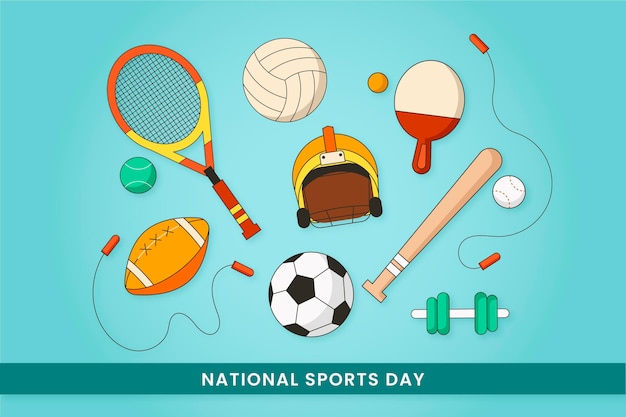 フラットな国民体育の日のイラスト