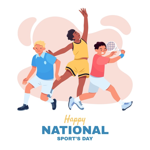 Плоская иллюстрация дня национального спорта
