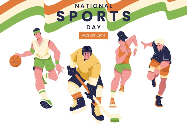 Flat national sports day illustration