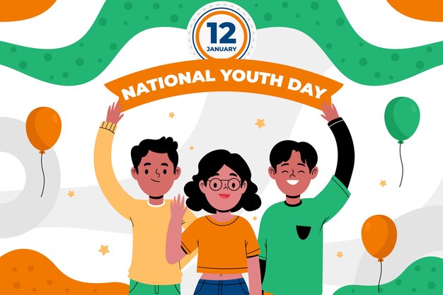 Flat national youth day background