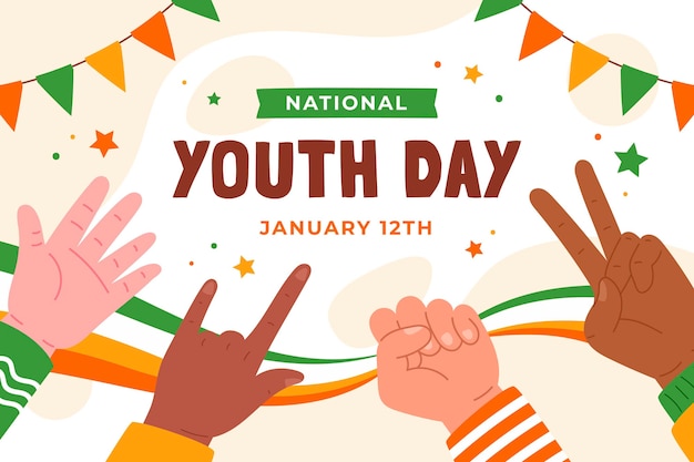 Flat national youth day background