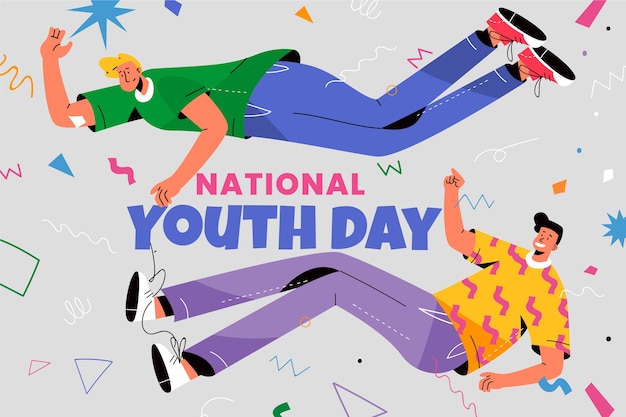 Flat national youth day background