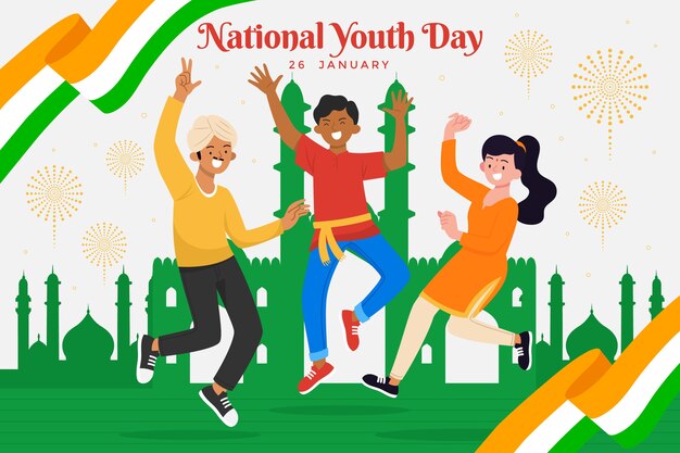 Бесплатное векторное изображение Плоский национальный день молодежи