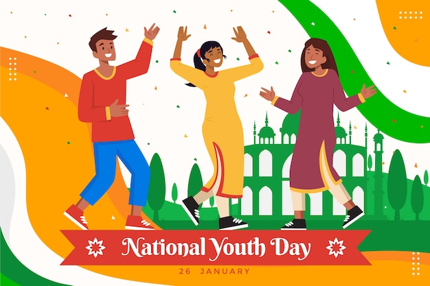 Flat national youth day background