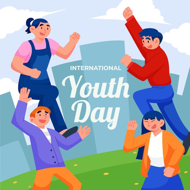 Flat national youth day illustration