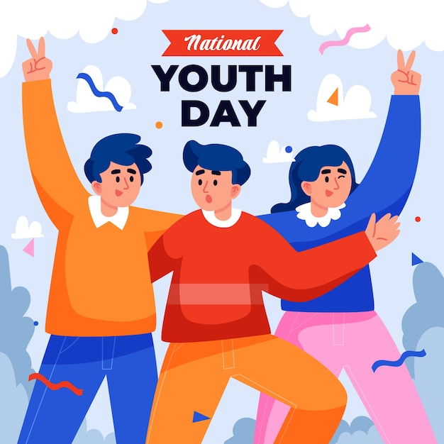 Flat national youth day illustration