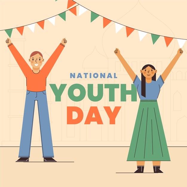 Flat national youth day illustration