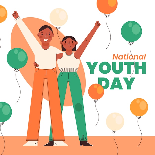 Flat national youth day illustration