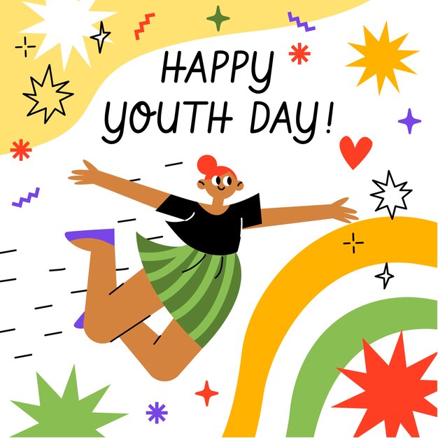 Flat national youth day illustration