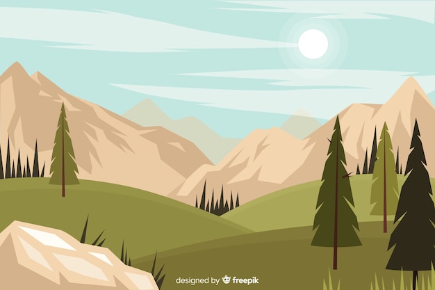 Flat natural background with landscape