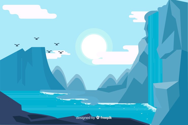 Free Vector flat natural background with landscape