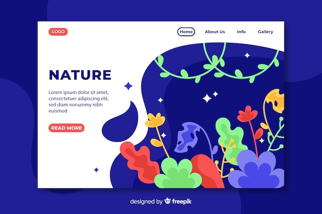 Flat nature landing page template