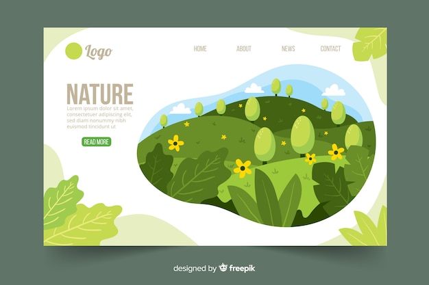 Flat nature landing page template