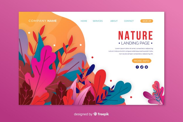 Flat nature landing page template