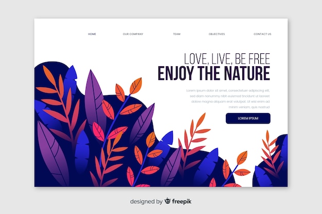 Flat nature landing page template